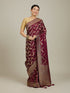 Mohey Classic Wine Bel Buti Patterned Bridal Saree