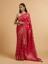 Mohey Rani Pink Bel Buti Patterned Bridal Saree with Rhinestones