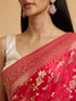 Mohey Rani Pink Bel Buti Patterned Bridal Saree with Rhinestones