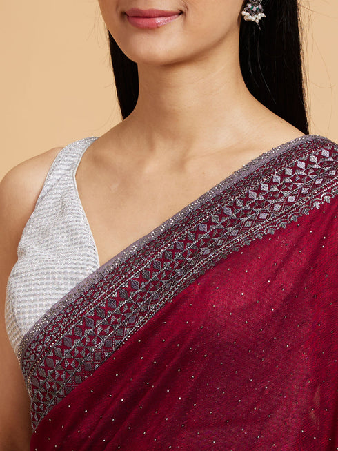 Mohey Wine Elegance Drape Saree