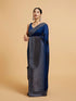 Mohey Teal Blue Wave Patterned Saree with Rhinestones