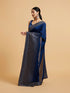 Mohey Teal Blue Wave Patterned Saree with Rhinestones
