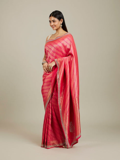 Mohey Radiant Rani Pink Saree