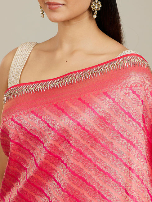 Mohey Radiant Rani Pink Saree