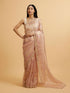 Mohey Light Pink Floral Print Saree with Rhinestone Work