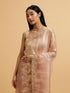 Mohey Light Pink Floral Print Saree with Rhinestone Work