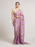 Mohey Orchid Purple Paisley & Bel Buti Patterned Saree with Pearl Border