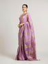 Mohey Orchid Purple Paisley & Bel Buti Patterned Saree with Pearl Border