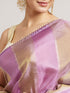 Mohey Orchid Purple Paisley & Bel Buti Patterned Saree with Pearl Border