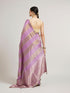 Mohey Orchid Purple Paisley & Bel Buti Patterned Saree with Pearl Border