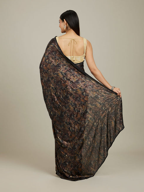 Mohey Kohl Black Jaal Patterned Stone Embellished Saree