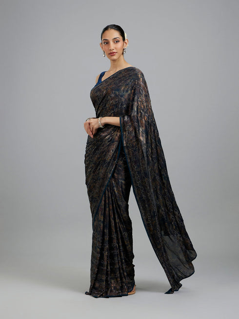 Mohey Ravishing Rama Green Georgette Saree