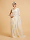 Mohey Enchanting Dark Cream Organza Saree