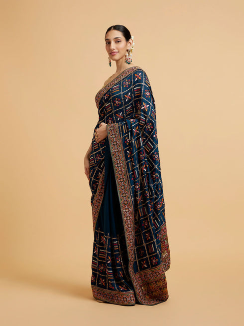 Mohey Glistening Blue Saree