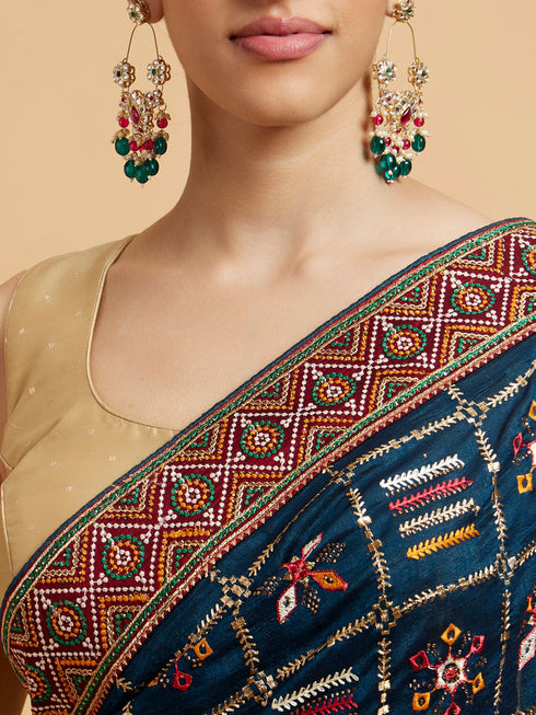 Mohey Glistening Blue Saree