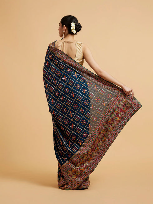 Mohey Glistening Blue Saree