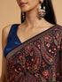 Mohey Dark Blue Paisley Embroidered Saree