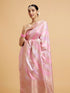 Mohey Carnation Pink Bel Patterned Saree with Floral Borders