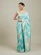 Mohey Sky Blue Bel Patterned Saree with Floral Borders