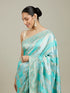 Mohey Sky Blue Bel Patterned Saree with Floral Borders