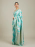 Mohey Sky Blue Bel Patterned Saree with Floral Borders