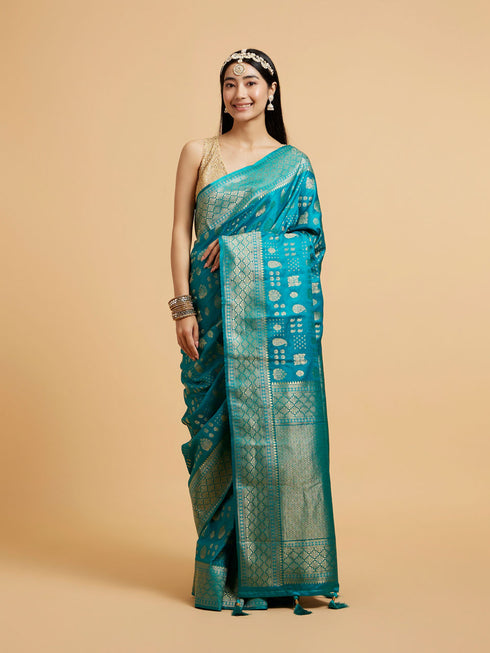 Mohey Rama Green Saree with Paisley and Buta Motifs
