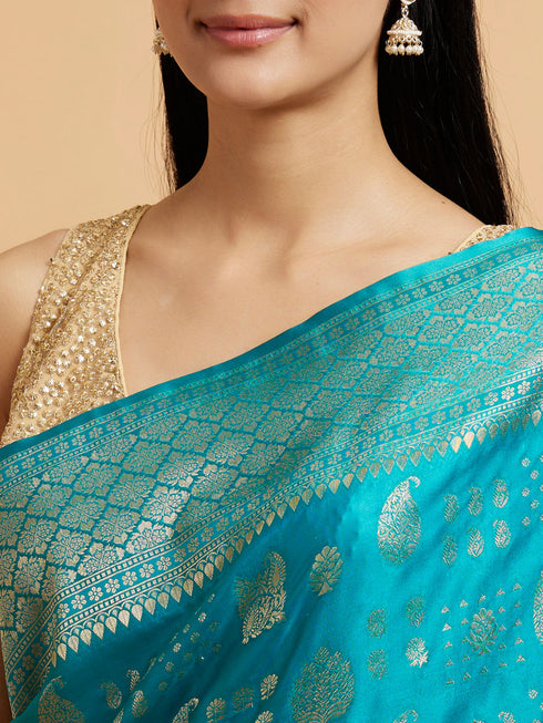 Mohey Rama Green Saree with Paisley and Buta Motifs