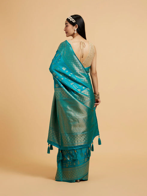 Mohey Rama Green Saree with Paisley and Buta Motifs