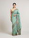Mohey Sea Green Floral & Grid Patterned Saree with Sequin Work
