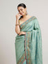 Mohey Sea Green Floral & Grid Patterned Saree with Sequin Work