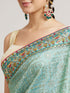 Mohey Sea Green Floral & Grid Patterned Saree with Sequin Work