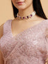 Mohey Dusty Rose Embroidered Saree with Rhinestone Work