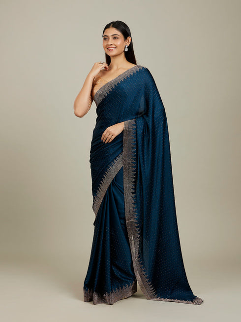 Mohey Green Satin Saree