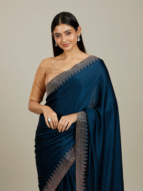 Mohey Green Satin Saree