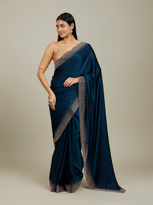 Mohey Green Satin Saree