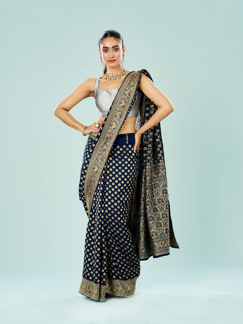 Mohey Enchanting Indigo Blue Saree