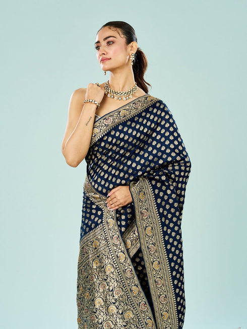 Mohey Enchanting Indigo Blue Saree