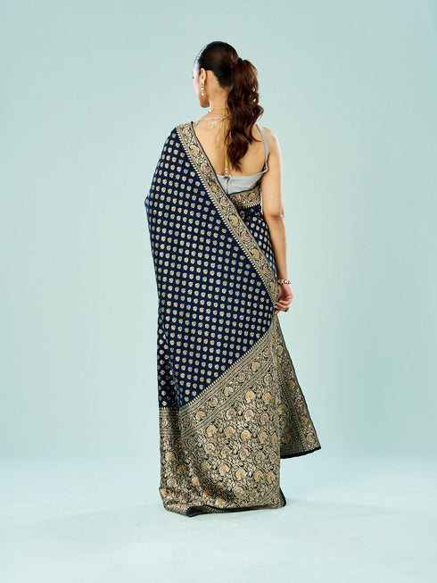 Mohey Enchanting Indigo Blue Saree