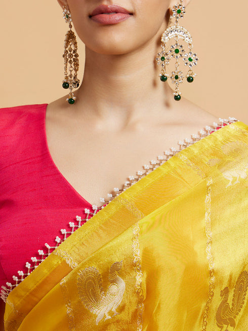 Mohey Effulgent Mustard Satin Saree