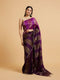 Mohey Royal Purple Buta & Striped Patterned Saree with Gota Patti Work