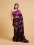 Mohey Royal Purple Buta & Striped Patterned Saree with Gota Patti Work