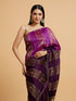 Mohey Royal Purple Buta & Striped Patterned Saree with Gota Patti Work