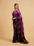 Mohey Royal Purple Buta & Striped Patterned Saree with Gota Patti Work
