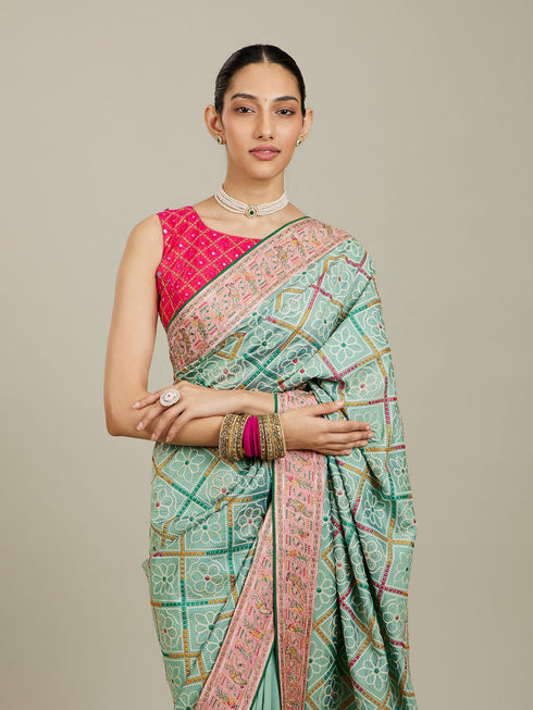 Mohey Enchanting Sea Green Charm Saree