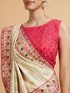 Mohey Cream Beige Floral Embroidered Saree with Sequin Work