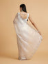 Mohey Soft Cream Plain Saree with Rhinestone Embellished Borders