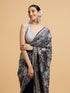 Mohey Indigo Blue Floral Patterned Saree with Sequin Work
