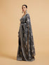 Mohey Indigo Blue Floral Patterned Saree with Sequin Work
