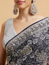 Mohey Indigo Blue Floral Patterned Saree with Sequin Work