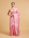 Mohey Barbie Pink Ogee Patterned Saree with Bel Patterned Borders